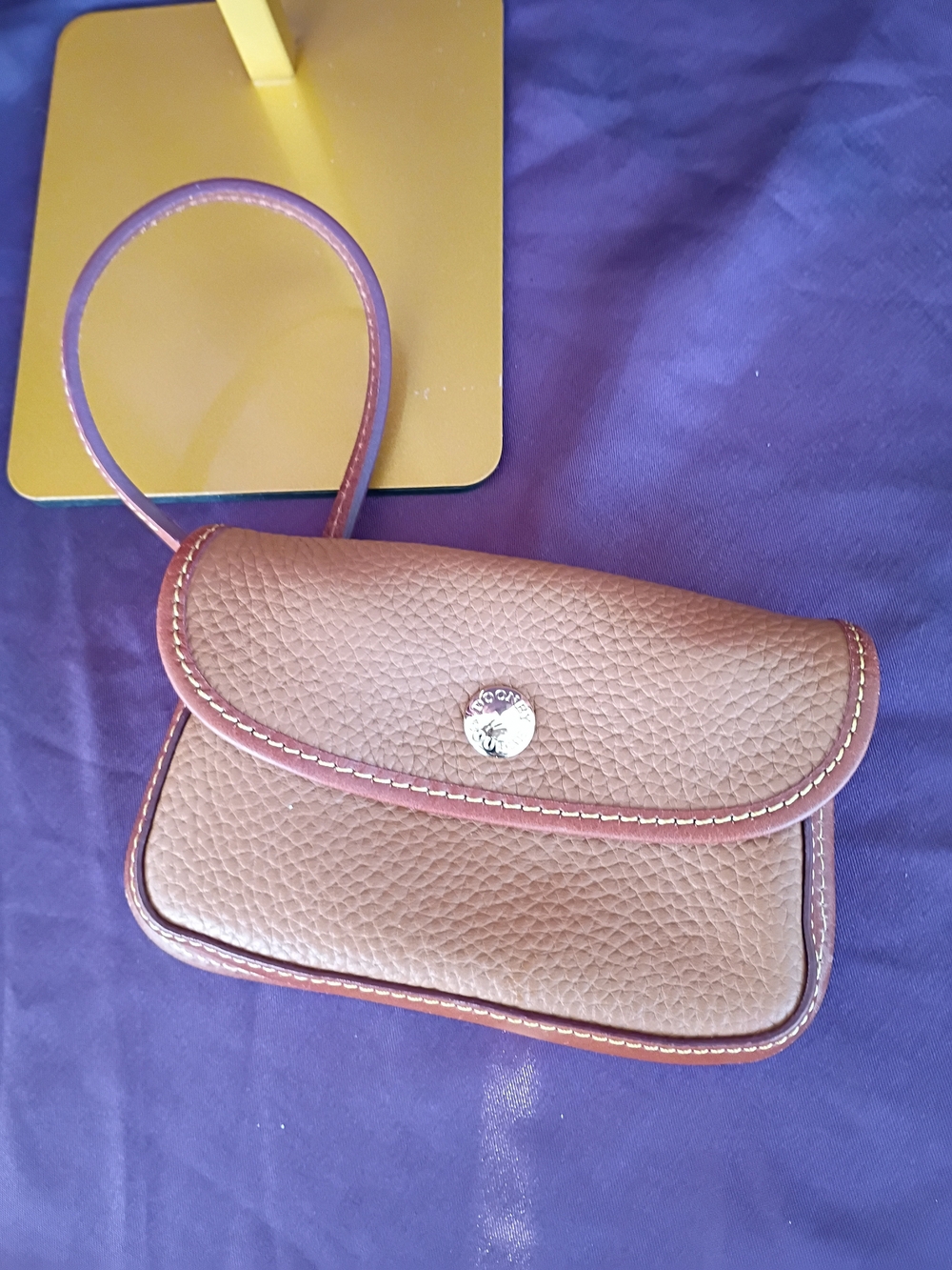 Dooney & Bourke Pebbled Leather Camel Wristlet - Picture 3 of 10